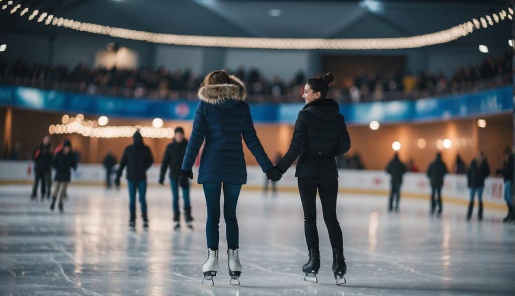 People enjoying ice skating at various beautiful ice rinks around the world