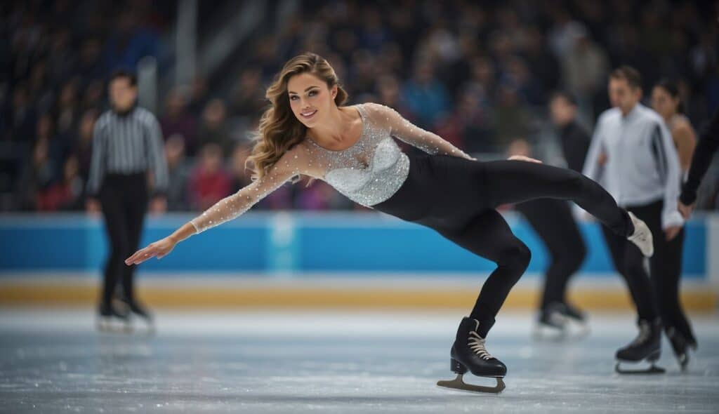 A figure skater executes basic figure skating techniques on the ice