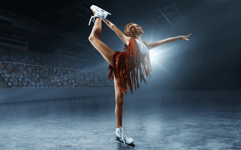 Advanced training and competition in figure skating, focusing on body posture and form